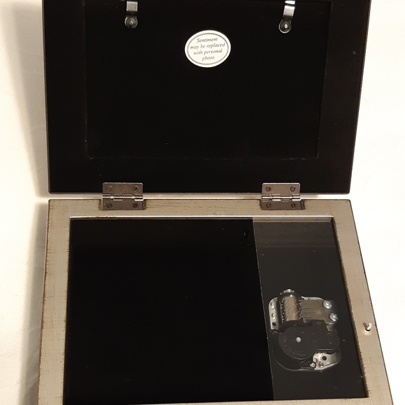 BABY GIRL DECORATIVE MUSIC BOX,MEGERMENTS 8W×6H BOX IS SILVER TONE, BLACK VELVET - Picture 9 of 11